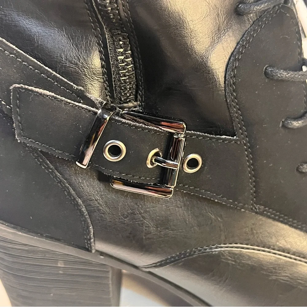 Pierre Dumas Ravenna-19 Black Side Zipper Buckle Lace Up Ankle Boots Women - Picture 10 of 12